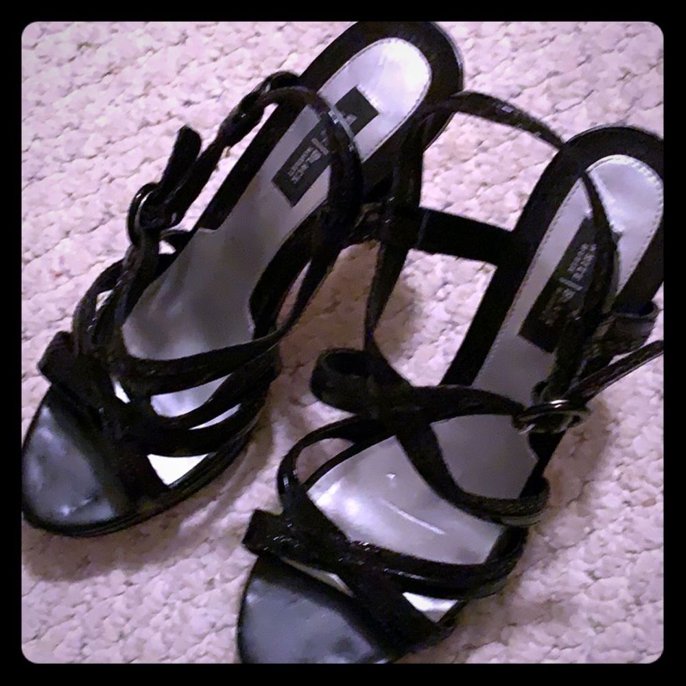 Black strapped heels